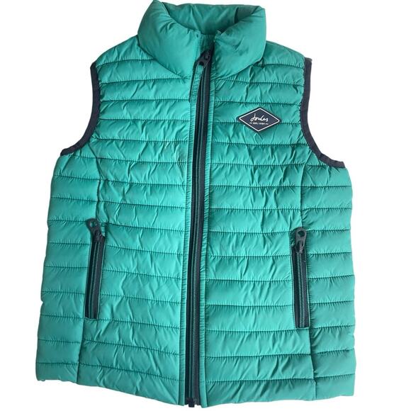 JOULES PUFFER CROFTON VEST KIDS SZ 5 TEAL GREEN POCKETS FULL ZIP MOCK NECK - Picture 13 of 13